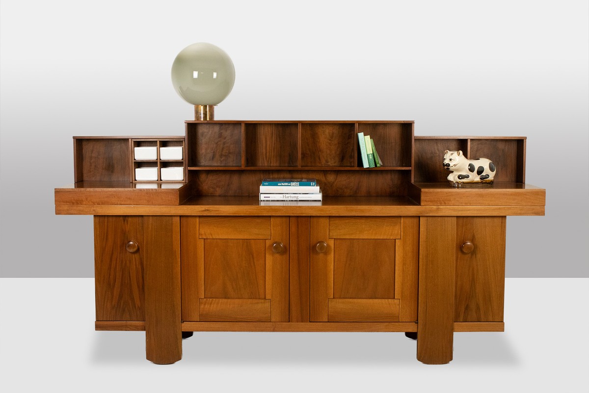 Silvio Coppola, For Bernini. Walnut Sideboard With Stepped Shelves. 1960s. Ls6845-photo-2