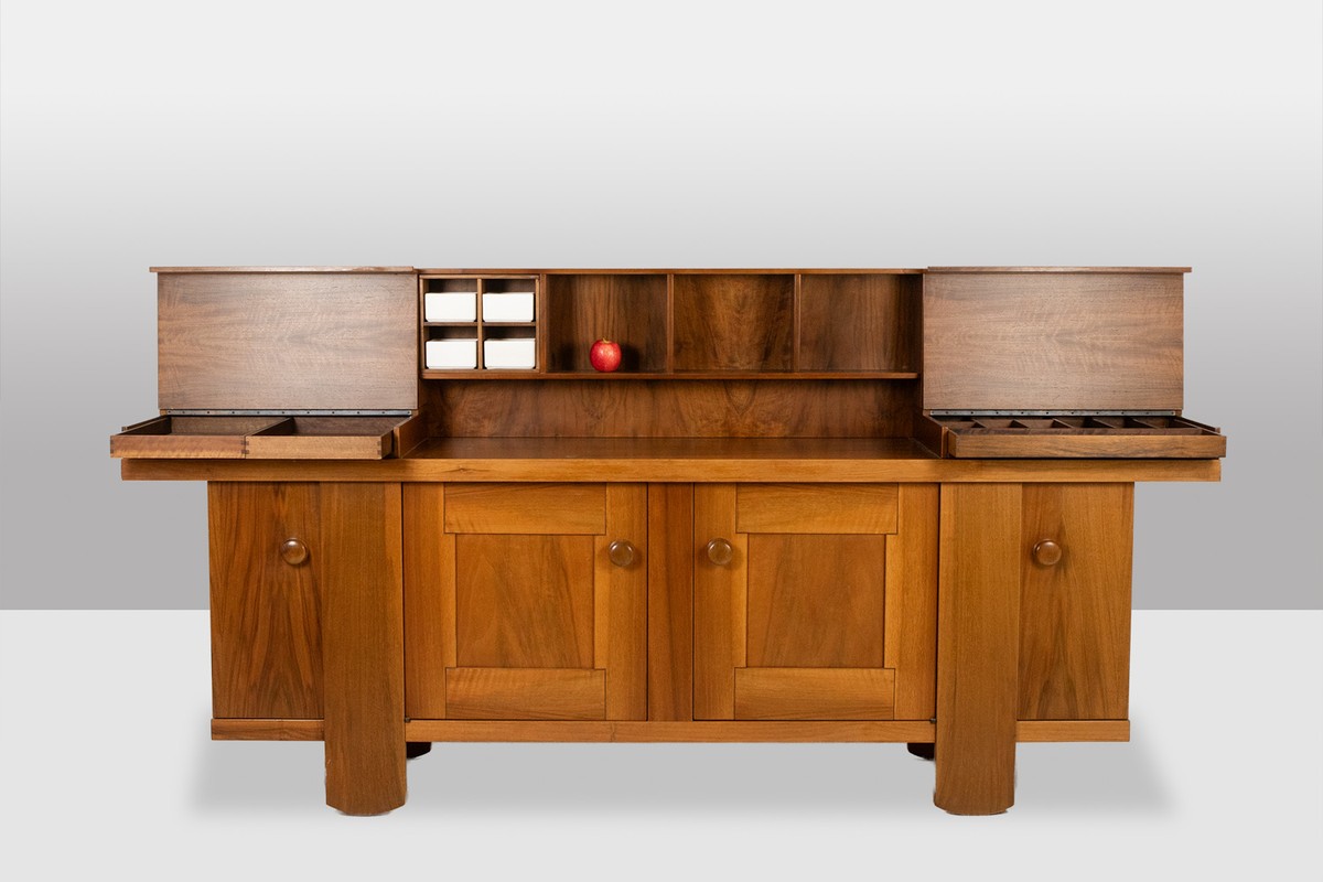 Silvio Coppola, For Bernini. Walnut Sideboard With Stepped Shelves. 1960s. Ls6845-photo-3
