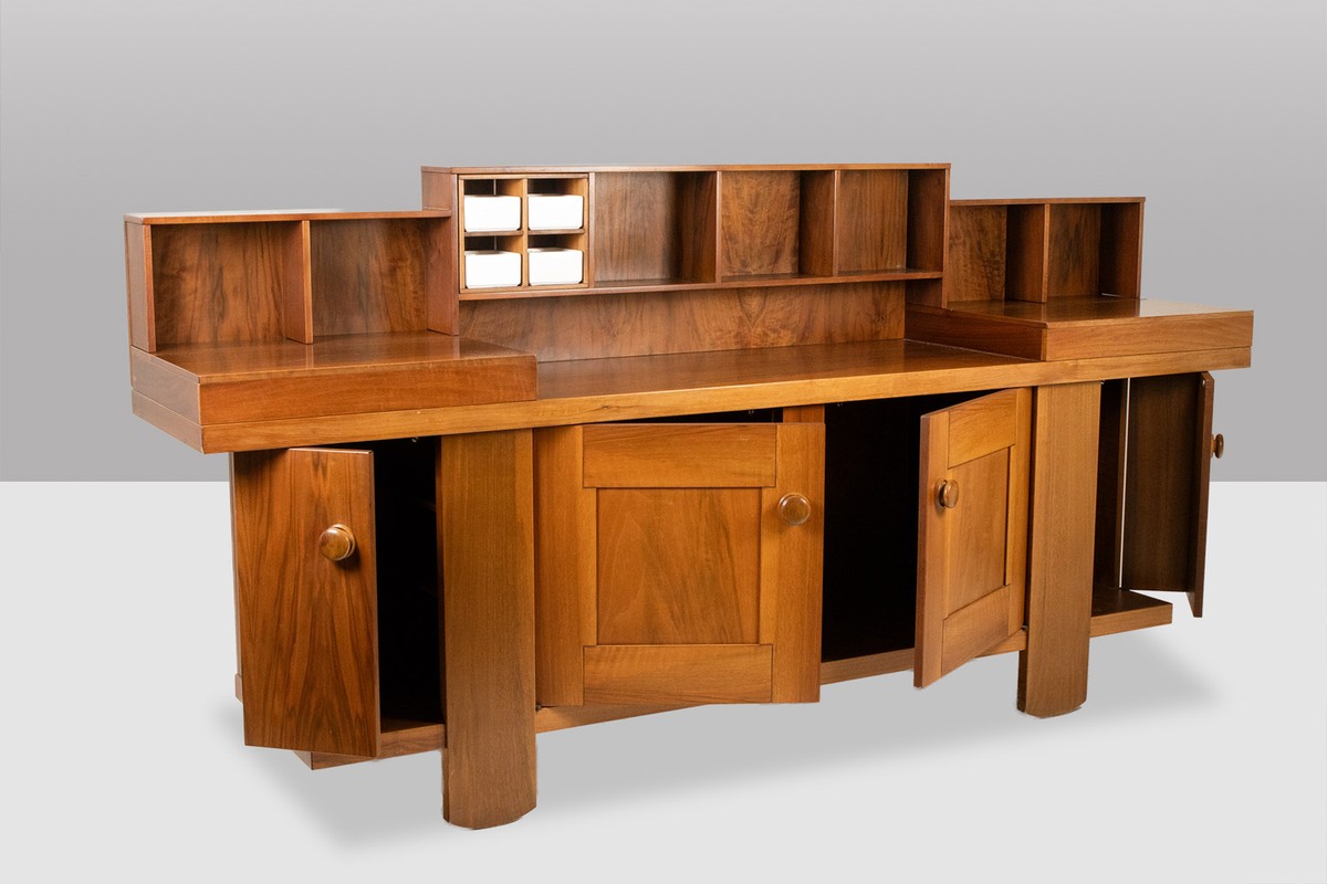 Silvio Coppola, For Bernini. Walnut Sideboard With Stepped Shelves. 1960s. Ls6845-photo-4