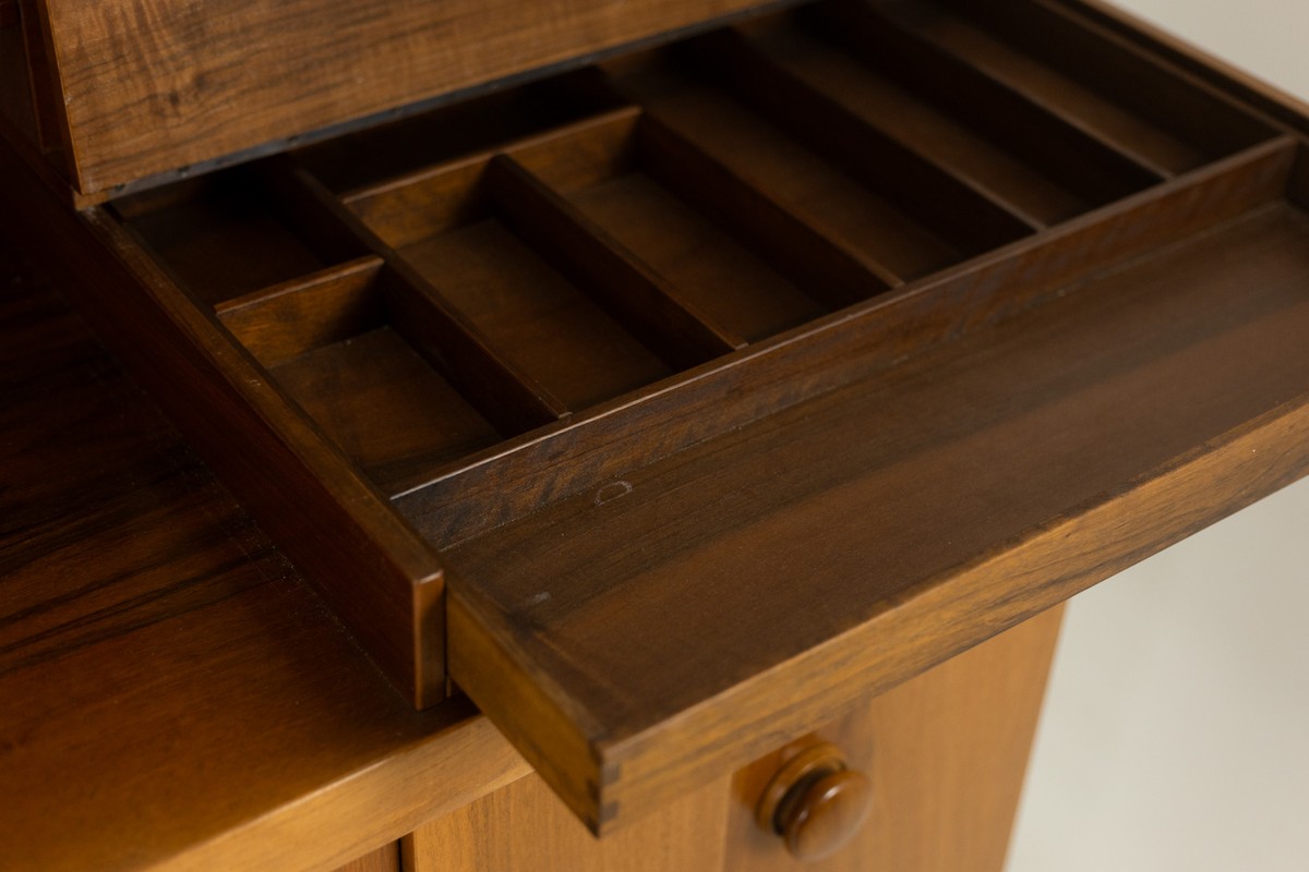 Silvio Coppola, For Bernini. Walnut Sideboard With Stepped Shelves. 1960s. Ls6845-photo-6