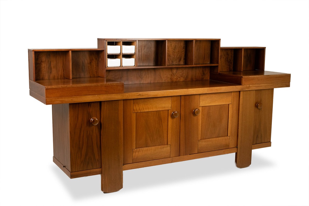 Silvio Coppola, For Bernini. Walnut Sideboard With Stepped Shelves. 1960s. Ls6845