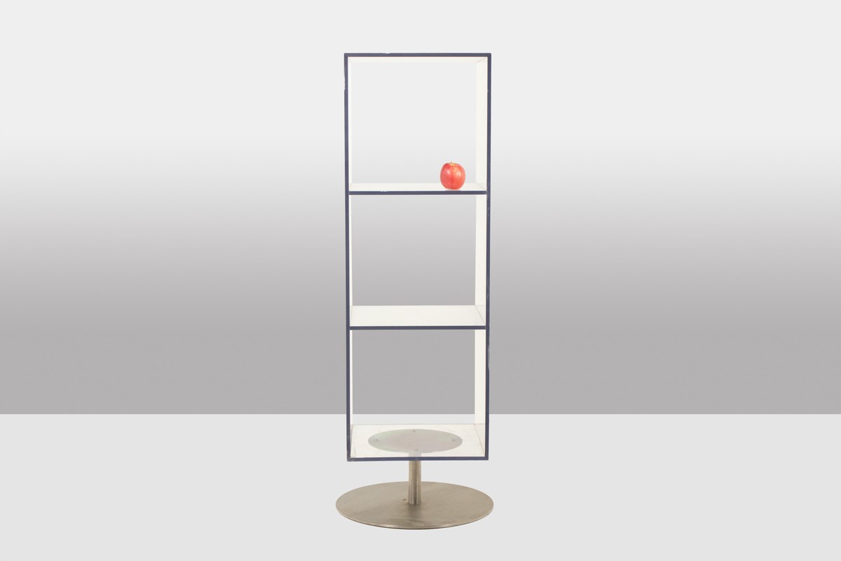Pair Of Column Shelving Units Made Of Plexiglas And Brushed Metal. 1970s-80s.-photo-3