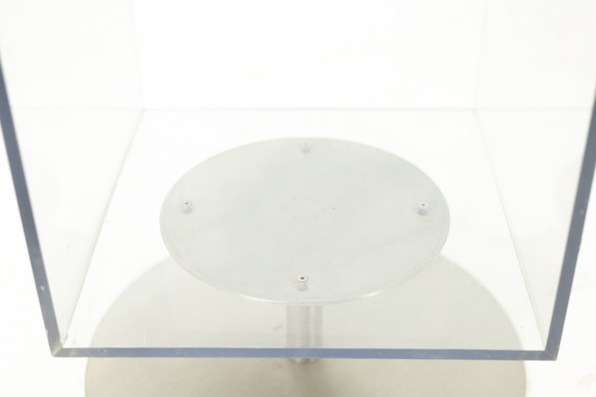 Pair Of Column Shelving Units Made Of Plexiglas And Brushed Metal. 1970s-80s.-photo-4