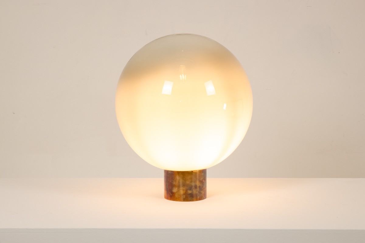 Globe Lamp In Opalescent Glass And Patinated Bronze. Contemporary. Ls6843457-photo-4