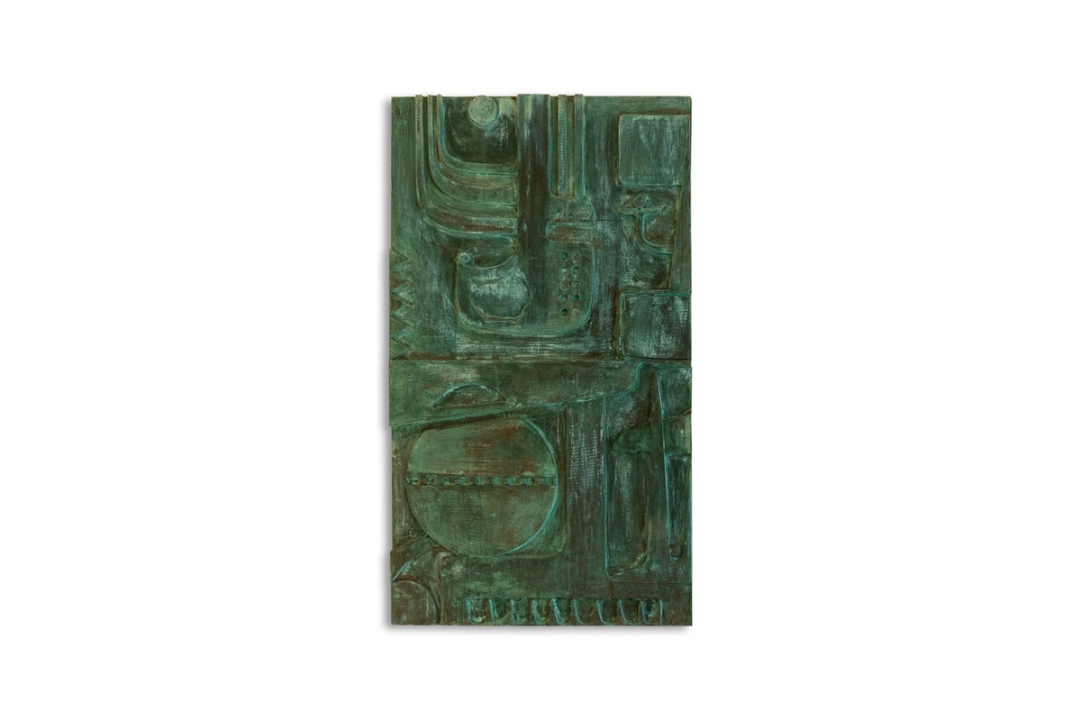 Victoire de Segonzac. Panneau triptyque sculpté et cuivré. Contemporain. LS69343009R-photo-3