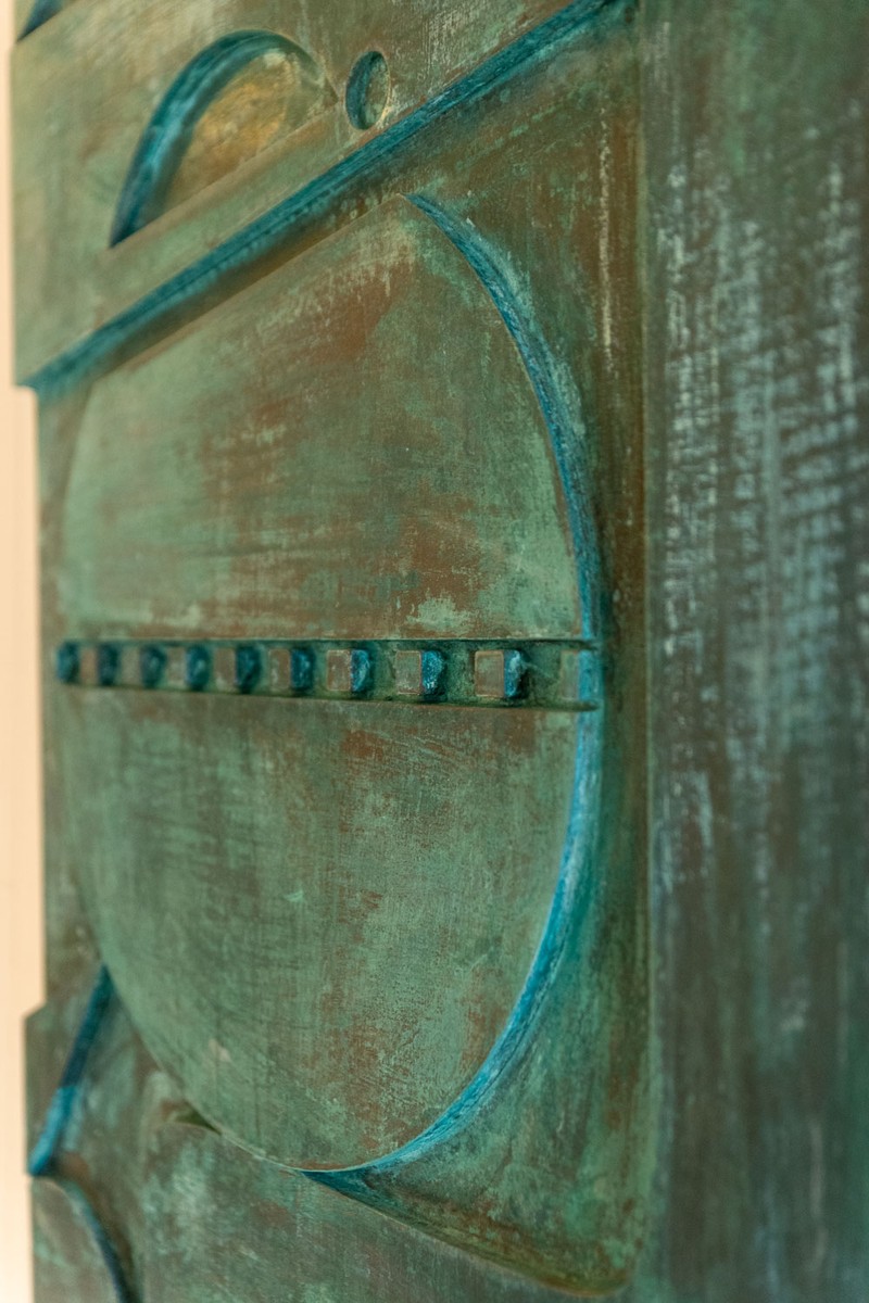 Victoire de Segonzac. Panneau triptyque sculpté et cuivré. Contemporain. LS69343009R-photo-3