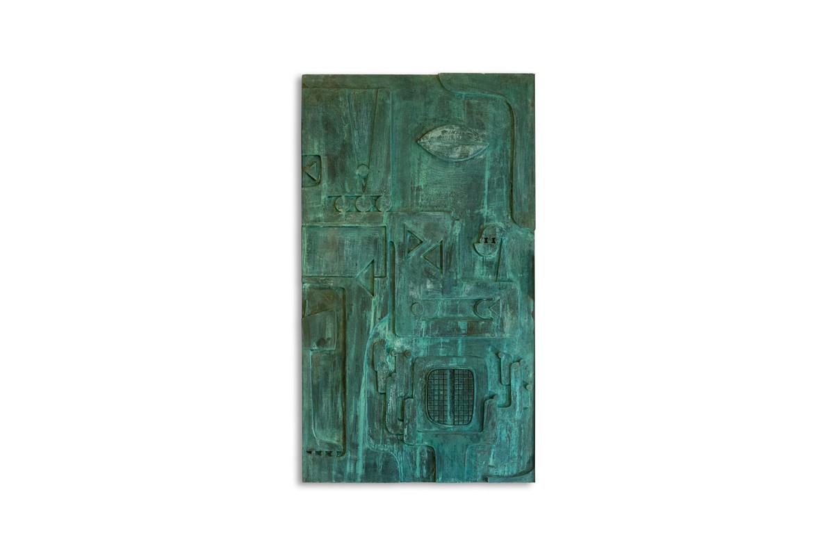 Victoire de Segonzac. Panneau triptyque sculpté et cuivré. Contemporain. LS69343009R-photo-5