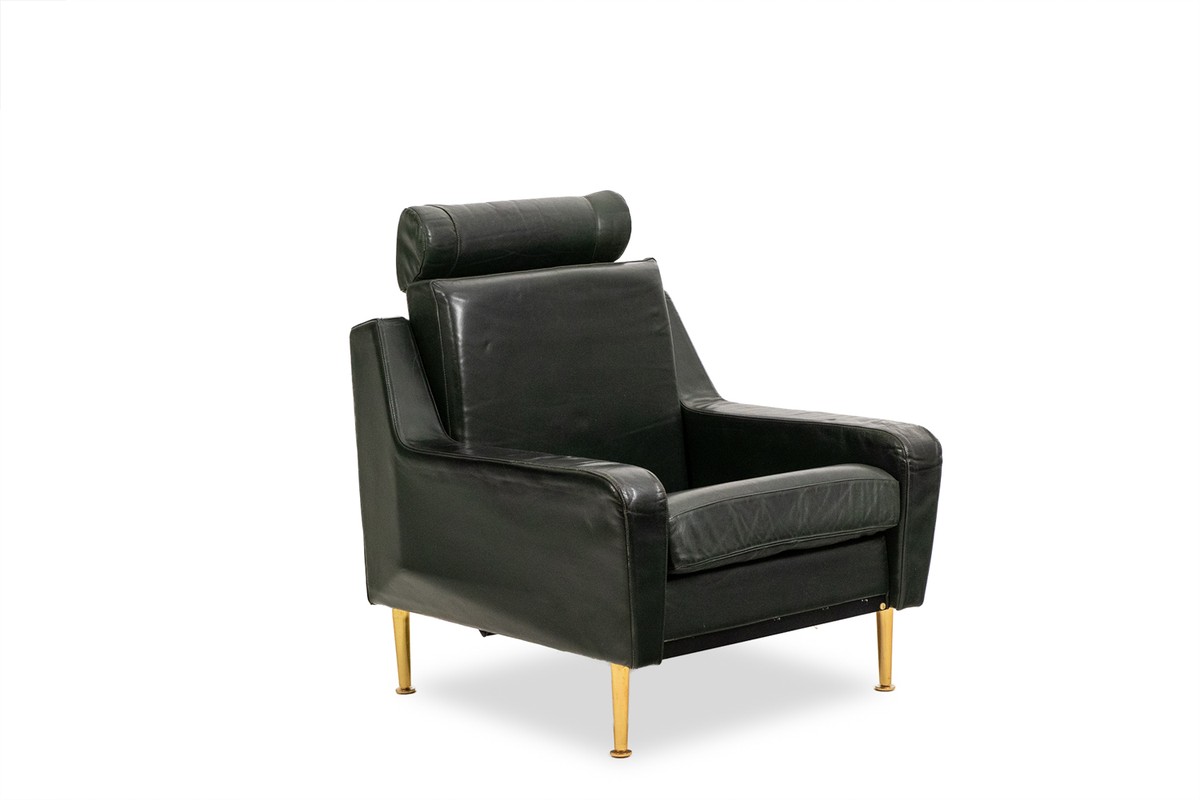 Airborne. Pair Of Green Leather Armchairs. 1950s.ls68601609p-photo-7