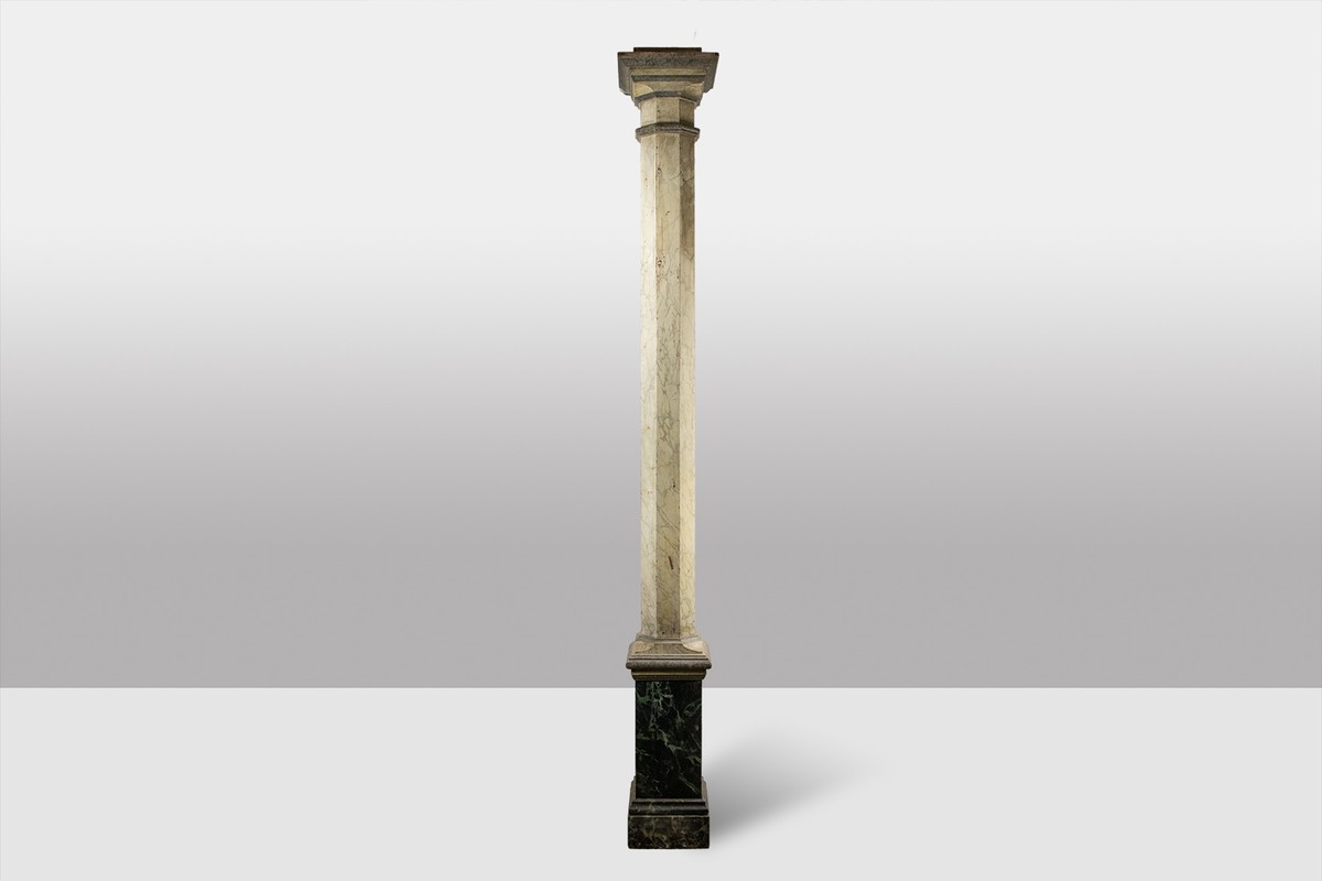 Pair Of Columns In Wood Painted To Imitate Marble. 1880s.-photo-2