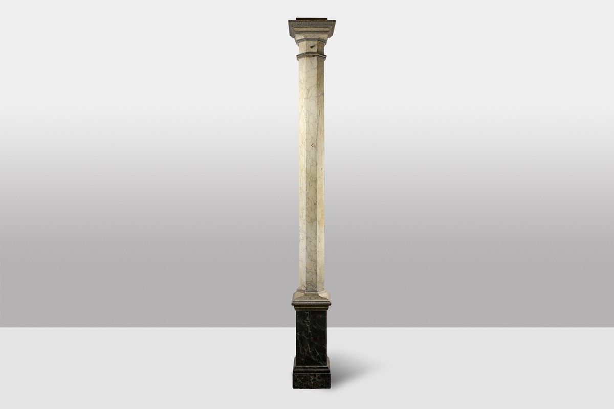 Pair Of Columns In Wood Painted To Imitate Marble. 1880s.-photo-1
