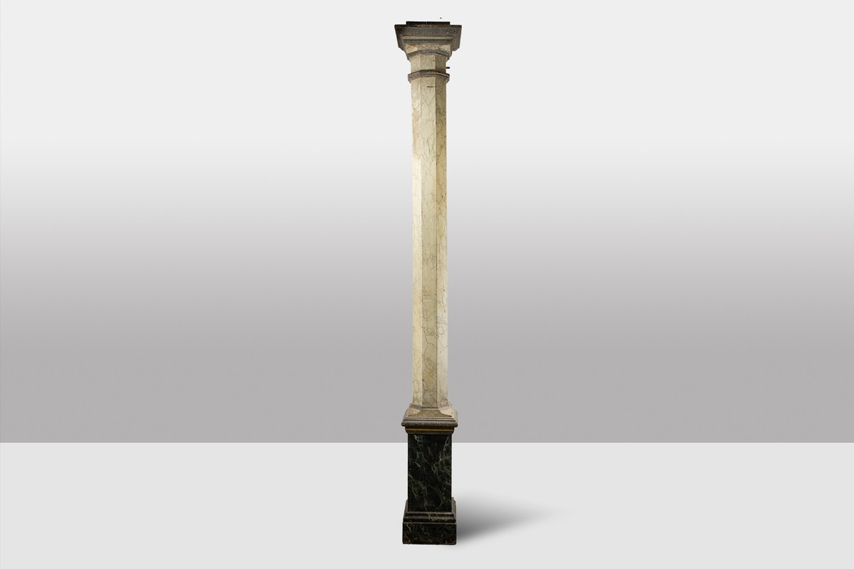Pair Of Columns In Wood Painted To Imitate Marble. 1880s.-photo-2