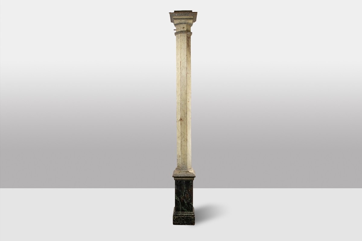 Pair Of Columns In Wood Painted To Imitate Marble. 1880s.-photo-6
