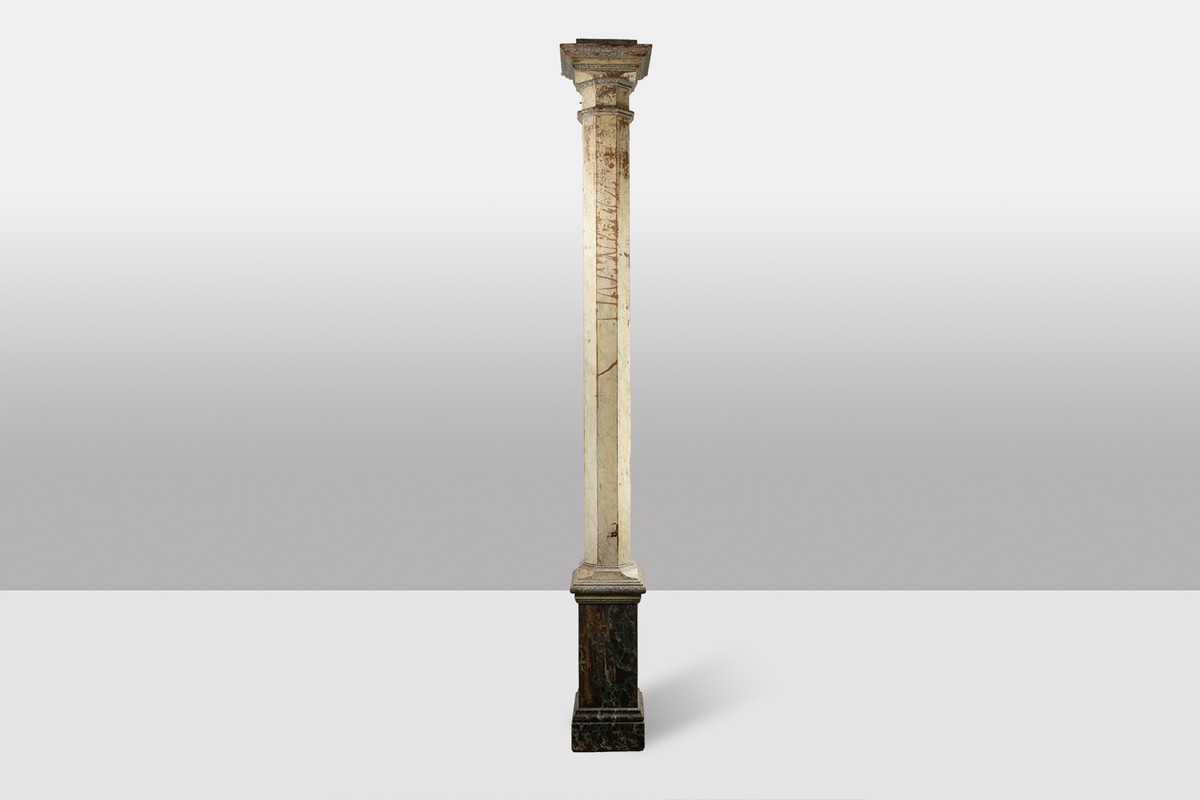 Pair Of Columns In Wood Painted To Imitate Marble. 1880s.-photo-7