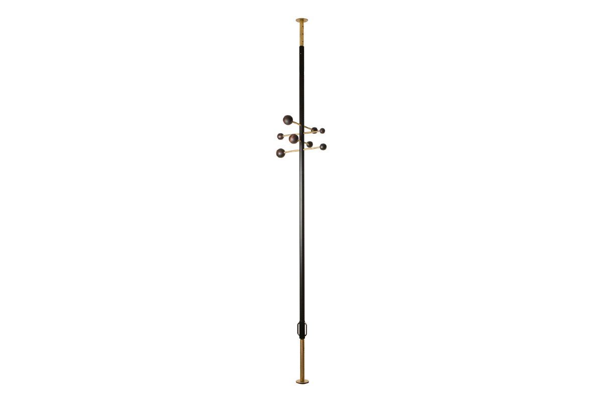 Floor-to-ceiling Coat Rack Made Of Lacquered Metal And Brass. Contemporary. Ls6834b405/1
