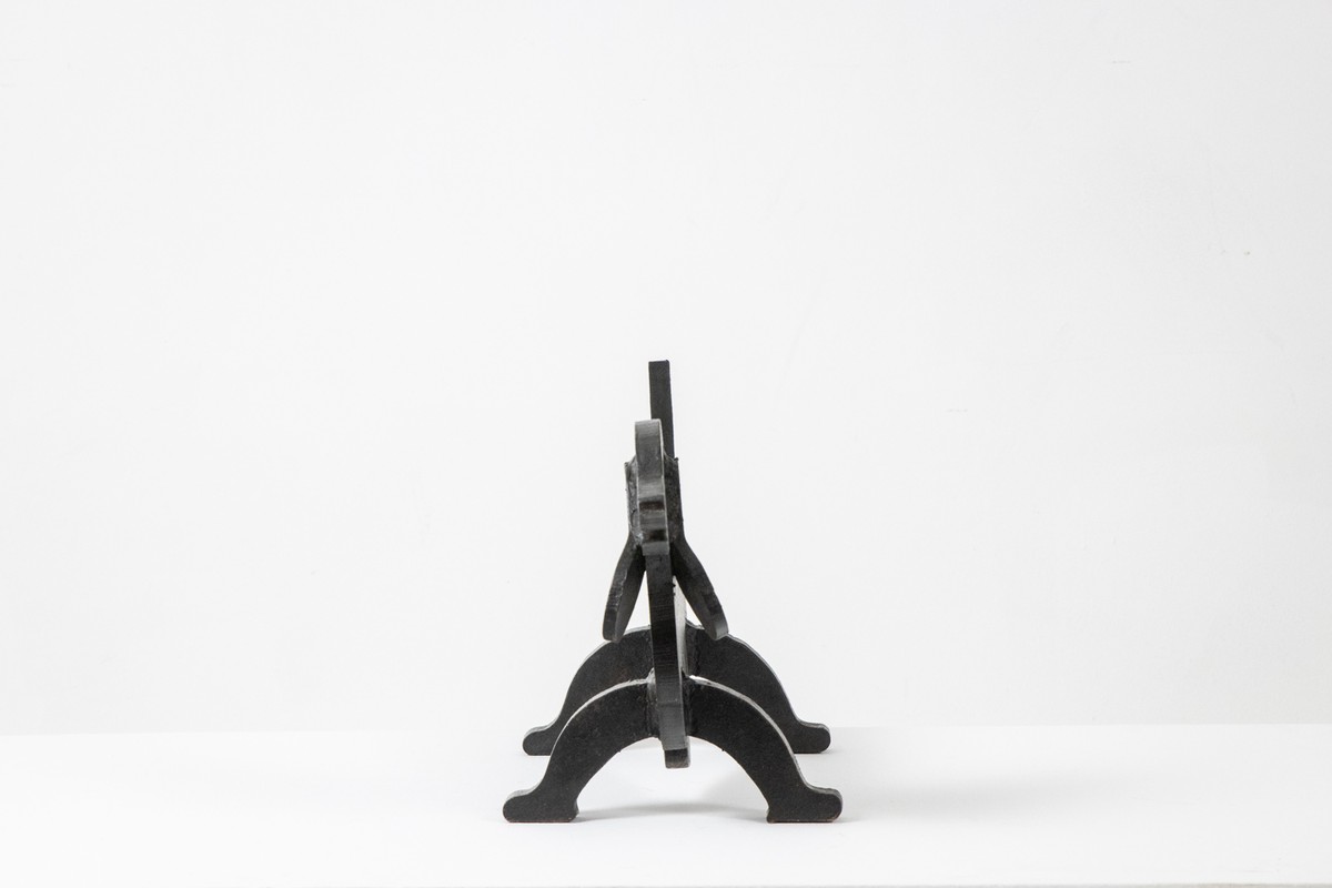Edouard Shenck. Pair Of Zoomorphic Wrought-iron Andirons. 1950s.-photo-4
