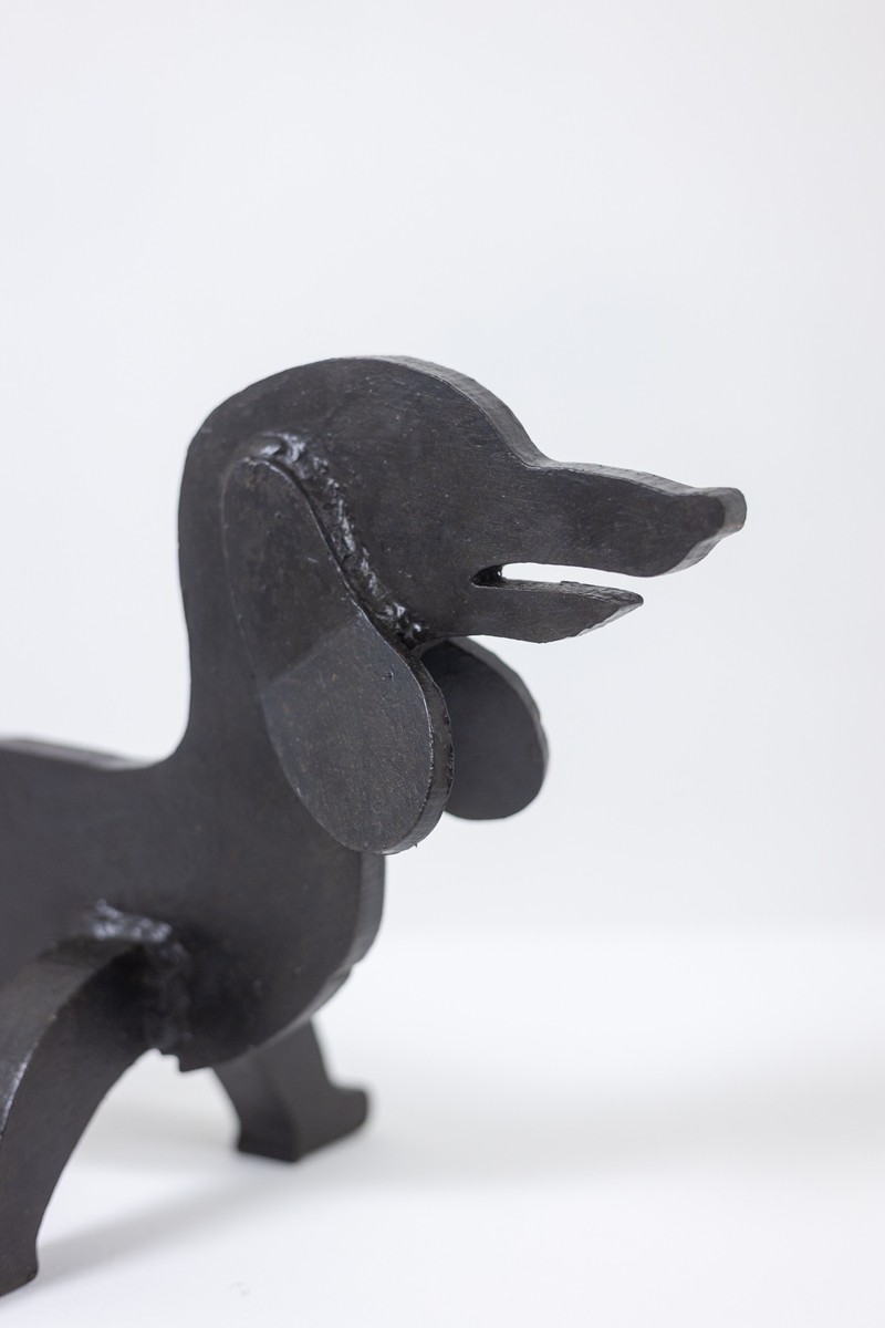 Edouard Shenck. Pair Of Zoomorphic Wrought-iron Andirons. 1950s.-photo-1
