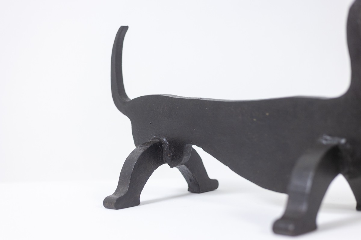 Edouard Shenck. Pair Of Zoomorphic Wrought-iron Andirons. 1950s.-photo-2