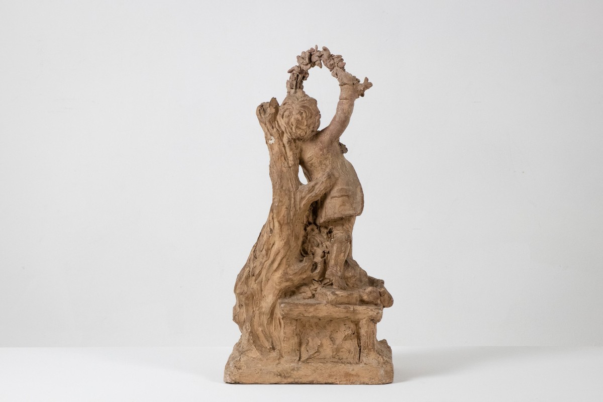 Sculpture en terre cuite de style Rocaille, Enfants et fleurs. Vers 1850.LS6899-photo-3