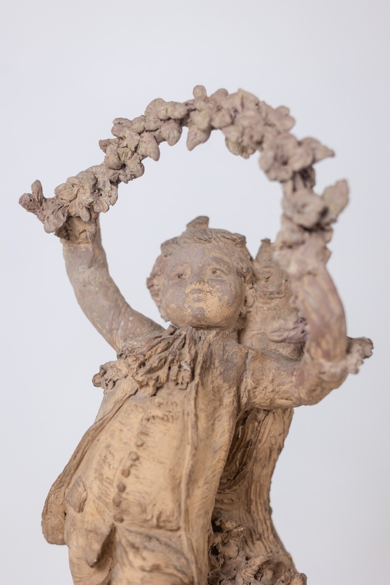 Sculpture en terre cuite de style Rocaille, Enfants et fleurs. Vers 1850.LS6899-photo-1