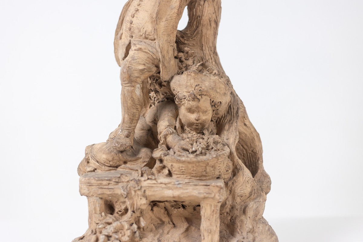 Sculpture en terre cuite de style Rocaille, Enfants et fleurs. Vers 1850.LS6899-photo-5