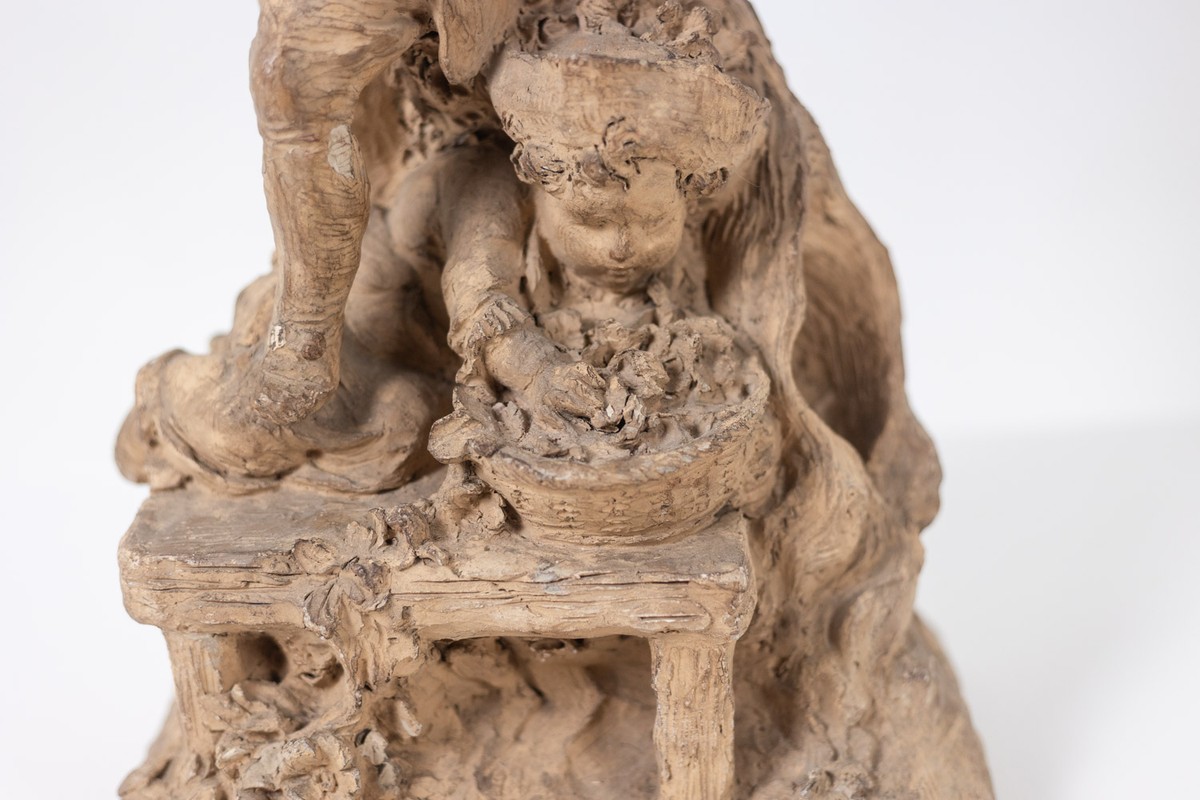 Sculpture en terre cuite de style Rocaille, Enfants et fleurs. Vers 1850.LS6899-photo-6