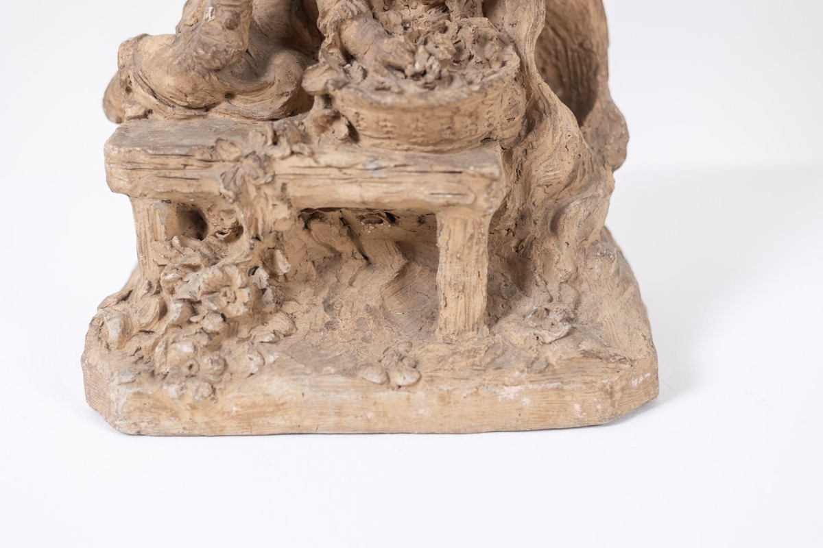 Sculpture en terre cuite de style Rocaille, Enfants et fleurs. Vers 1850.LS6899-photo-7
