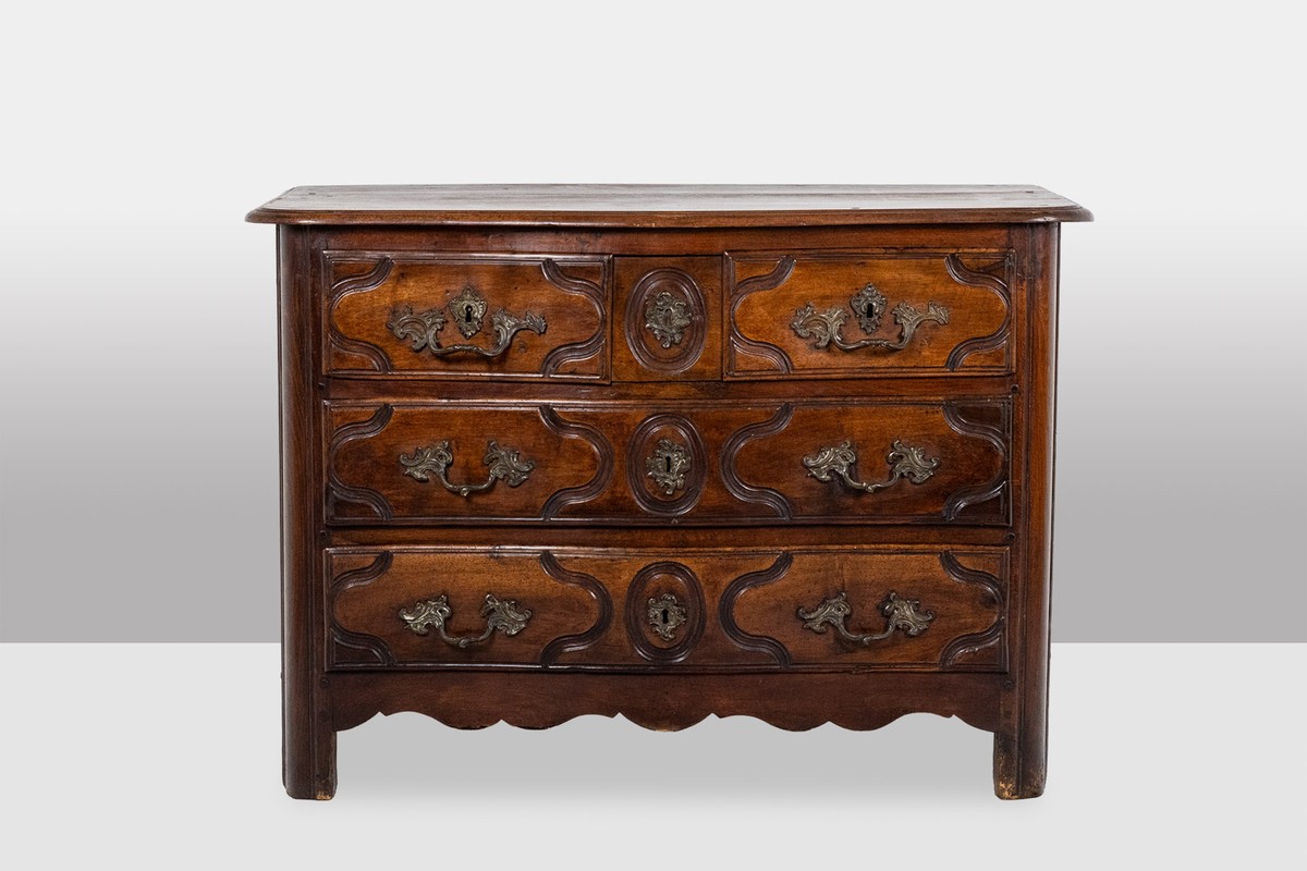 Commode parisienne à 5 tiroirs, en noyer massif, d’époque Louis XIV.LS6901508-photo-2