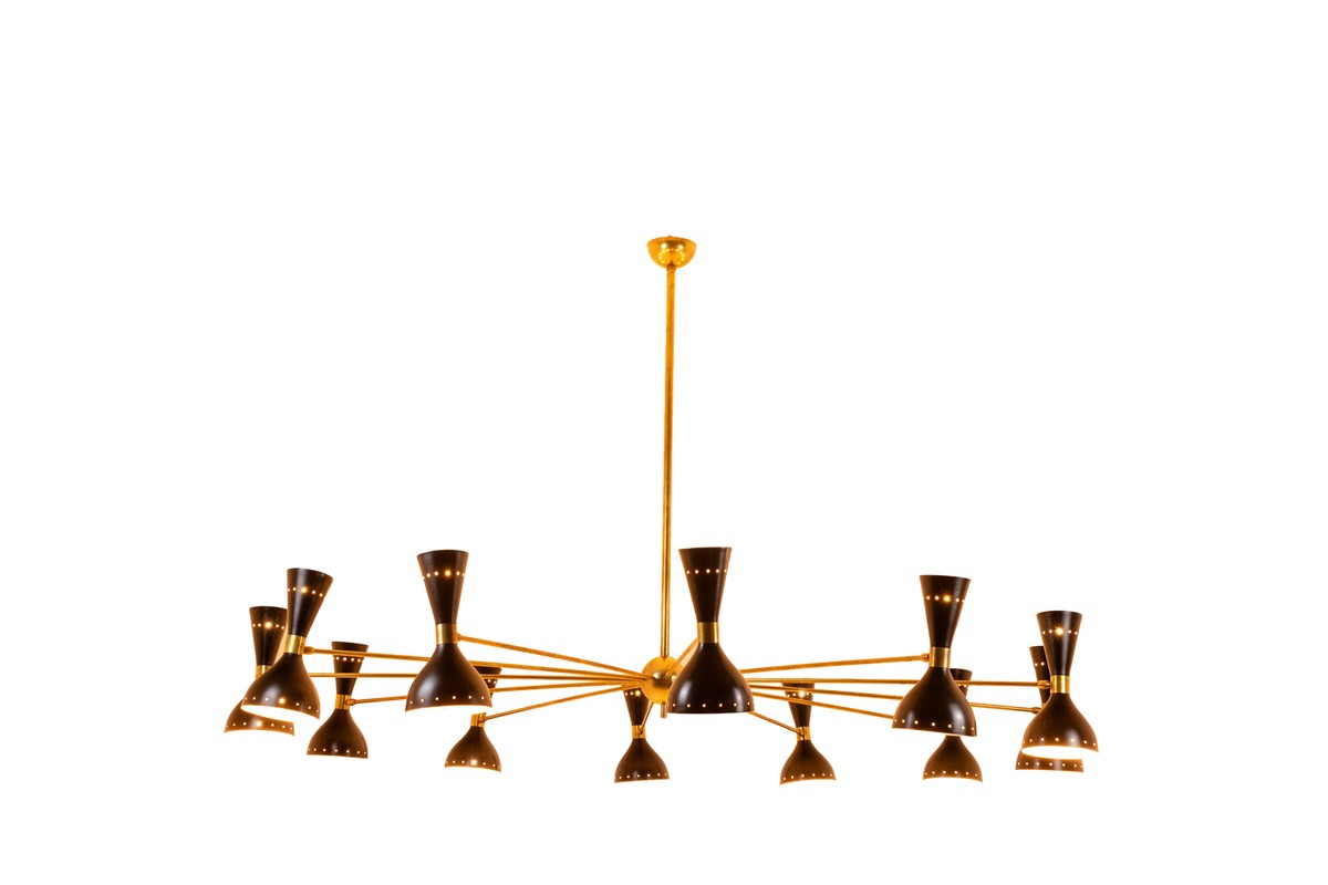 12-arm Diabolo Chandelier Made Of Black-lacquered Metal. Contemporary.ls69271903-photo-2