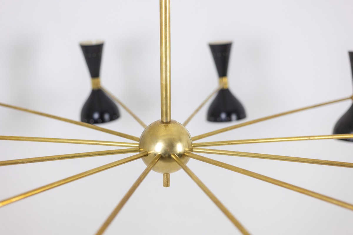 12-arm Diabolo Chandelier Made Of Black-lacquered Metal. Contemporary.ls69271903-photo-3