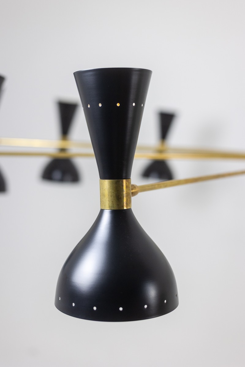 12-arm Diabolo Chandelier Made Of Black-lacquered Metal. Contemporary.ls69271903-photo-1