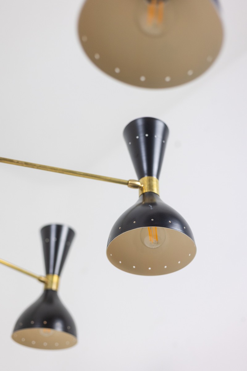 12-arm Diabolo Chandelier Made Of Black-lacquered Metal. Contemporary.ls69271903-photo-2