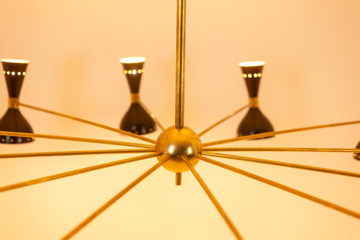 12-arm Diabolo Chandelier Made Of Black-lacquered Metal. Contemporary.ls69271903-photo-4