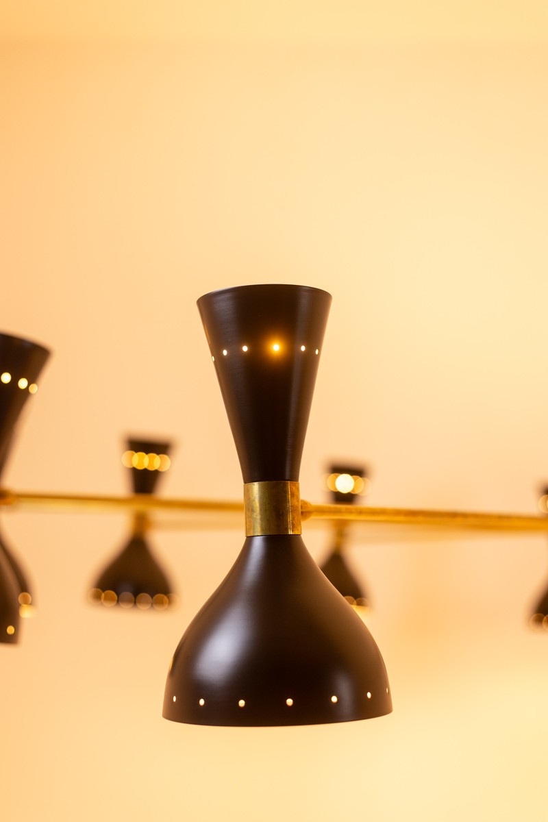 12-arm Diabolo Chandelier Made Of Black-lacquered Metal. Contemporary.ls69271903-photo-6