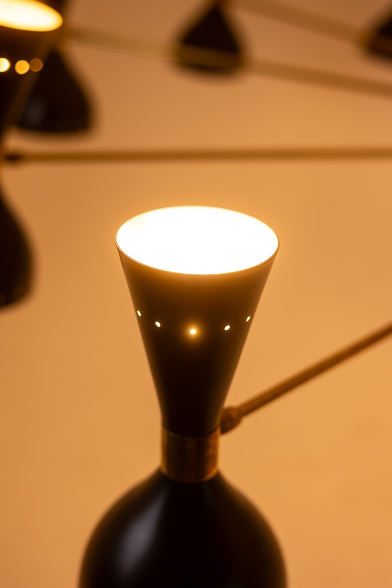 12-arm Diabolo Chandelier Made Of Black-lacquered Metal. Contemporary.ls69271903-photo-7