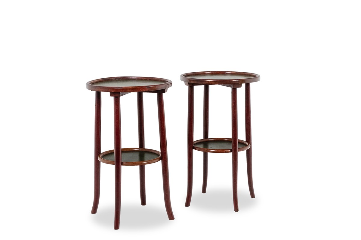 Thonet. Pair Of Two-tiered Side Tables In Stained Beech. Circa 1900.ls5914334