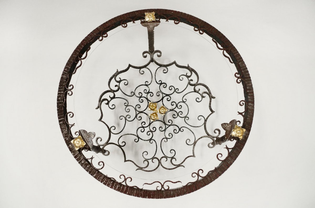 Wrought Iron Round Coffee Table, Circa 1950 - Ls2413461-photo-3