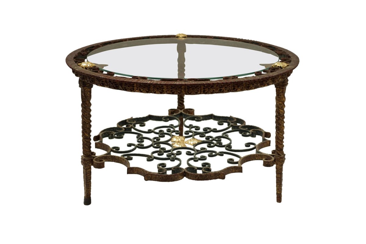 Wrought Iron Round Coffee Table, Circa 1950 - Ls2413461