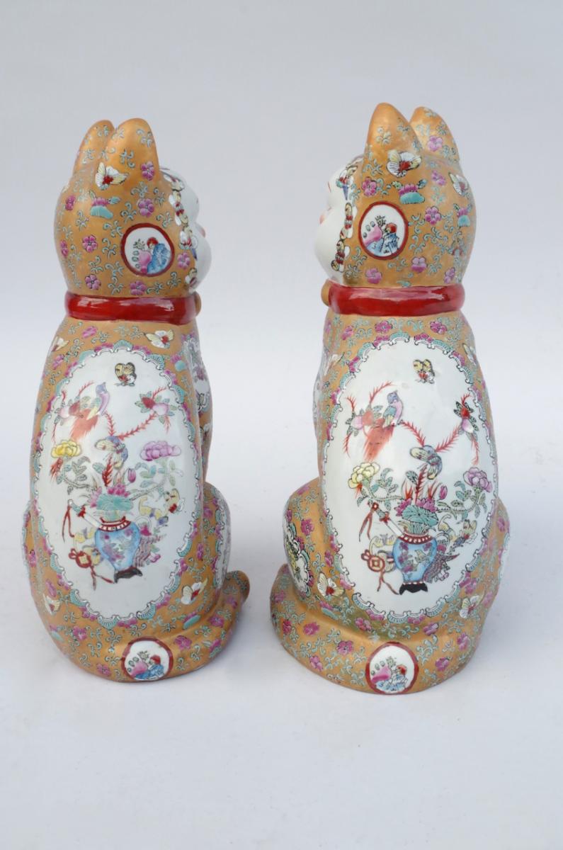 Pair Of Chinese Porcelain Sculptures, "cats", 20th Century - Ls3447321-photo-1