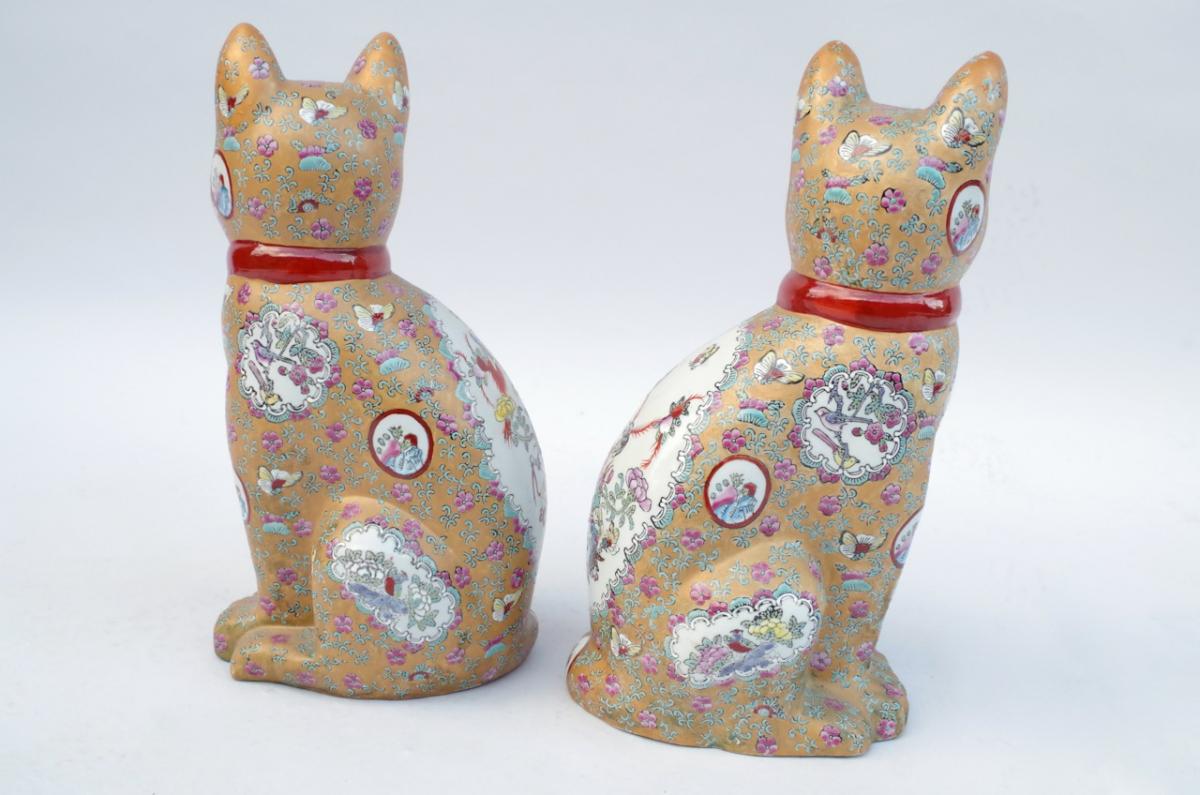 Pair Of Chinese Porcelain Sculptures, "cats", 20th Century - Ls3447321-photo-2