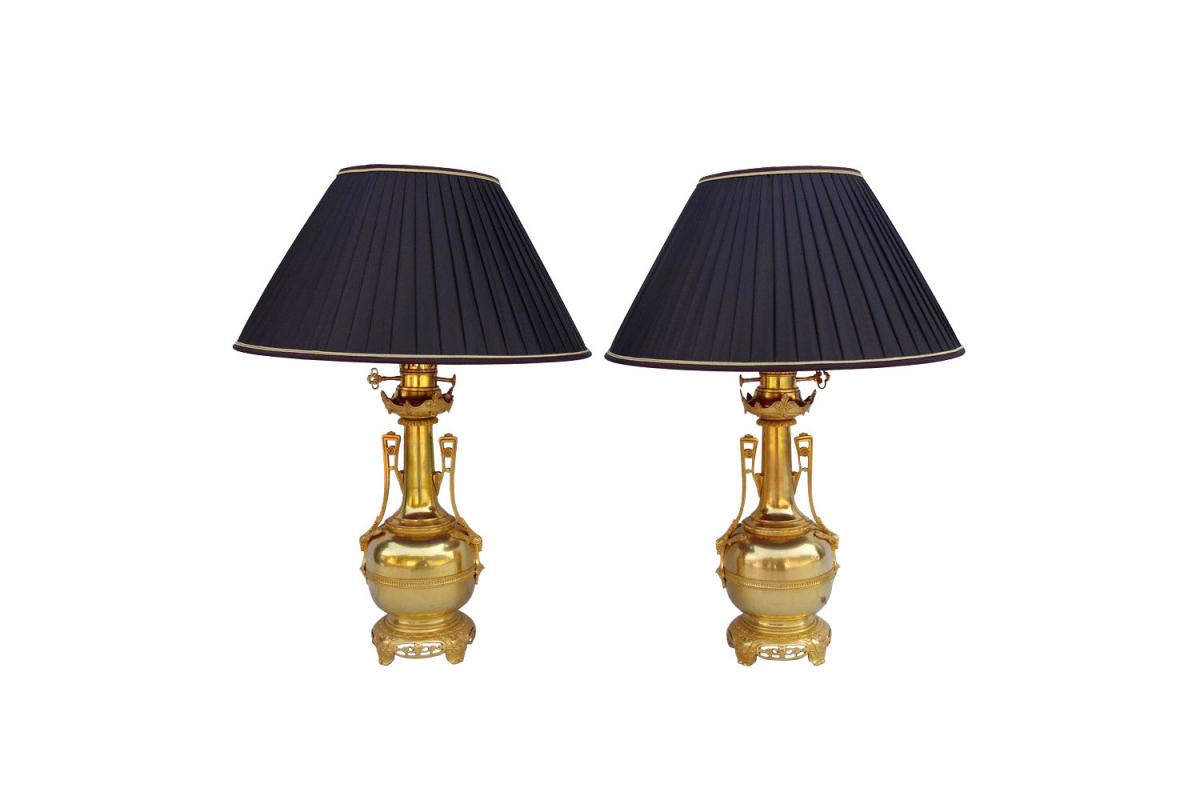 Pair Of Gilt Brass And Bronze Bottle-shaped Lamps, Circa 1880 - Ls2158891