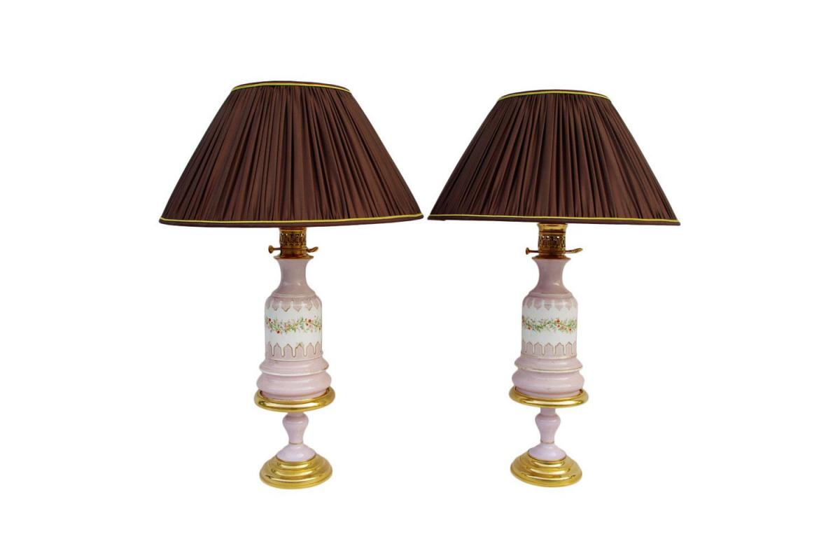 Pair Of Lilac Paris Porcelain Lamps, Circa 1880 - Ls2200831