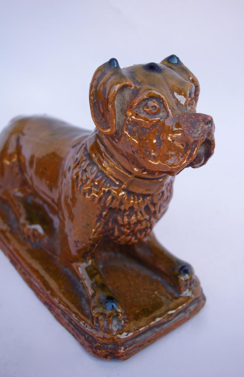 Pair Of Enameled Earthenware Boxer Dogs, Circa 1900 - Ls2560351-photo-4
