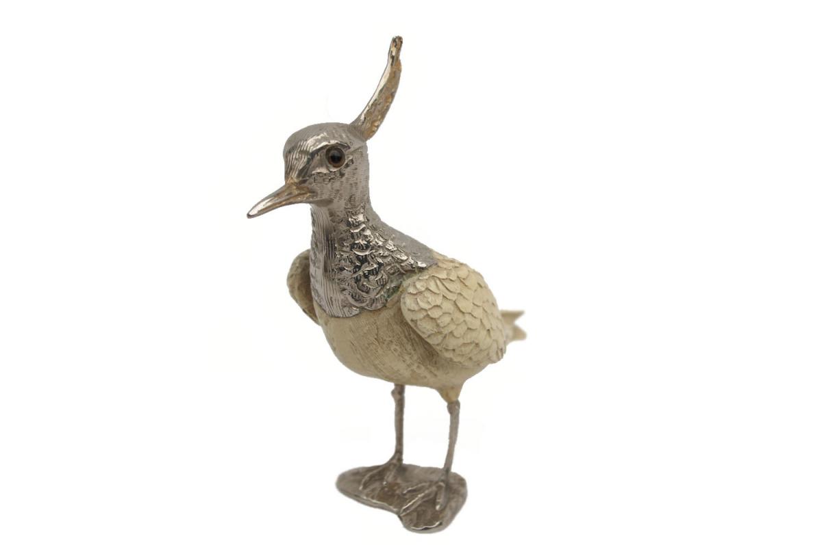 Silvered Metal Sculpture Of A Crested Bird, Italy, 1970 - Ls2960151