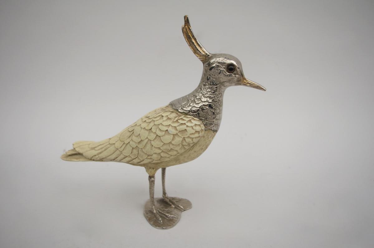 Silvered Metal Sculpture Of A Crested Bird, Italy, 1970 - Ls2960151-photo-2