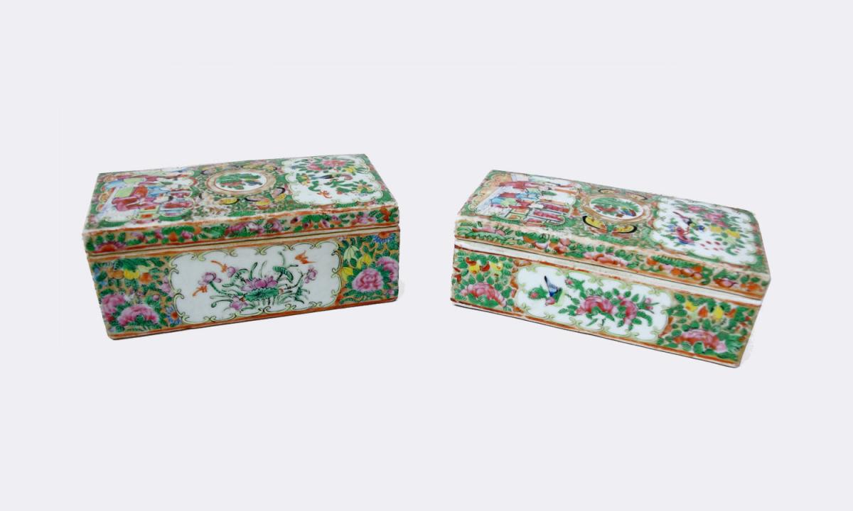 Pair Of Canton Porcelain Boxes, 1900 Period - Ls2562241-photo-2