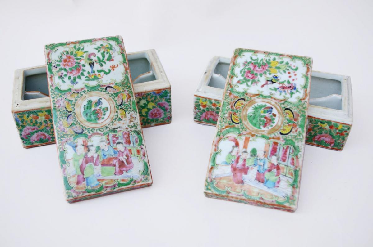 Pair Of Canton Porcelain Boxes, 1900 Period - Ls2562241-photo-3