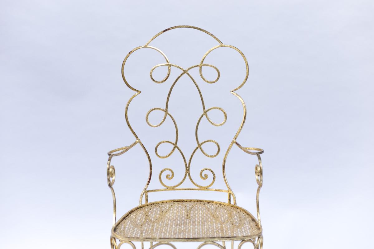 Pair Of Gilt Wrought Iron Armchairs, Circa 1990 - Ls38731551-photo-3