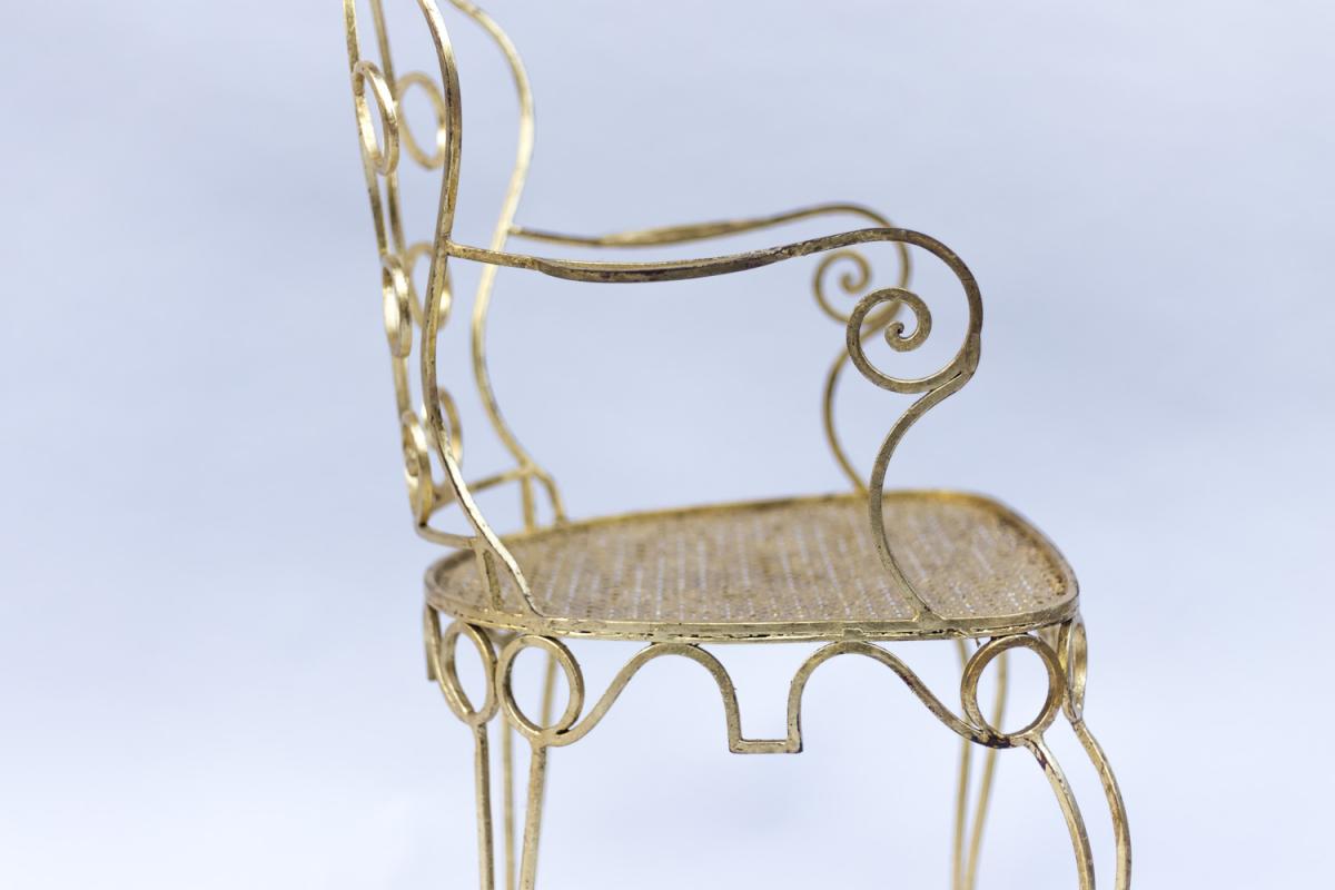 Pair Of Gilt Wrought Iron Armchairs, Circa 1990 - Ls38731551-photo-4