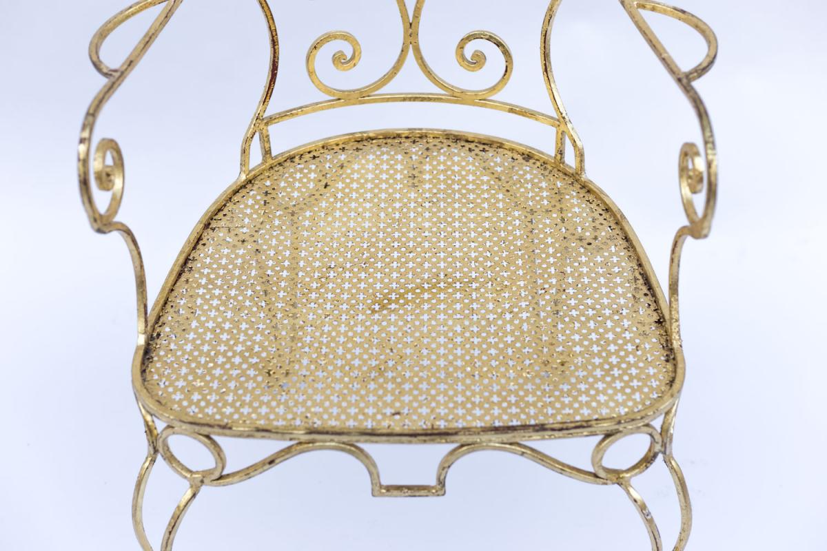 Pair Of Gilt Wrought Iron Armchairs, Circa 1990 - Ls38731551-photo-5