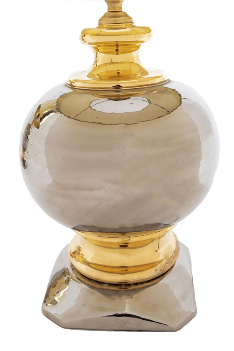 Pair Of Gilt And Silver Luster Glazed Ceramic Ball Lamps, Circa 1960 - Ls3297/3731/251-photo-4